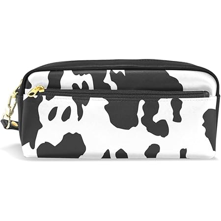 Amazon マキク Makiku ペンケース 革 ペンポーチ かわいい 筆箱 おしゃれ 高校生 大容量 中学生 女の子 スリム 化粧ポーチ 多機能 プレゼント対応 文房具 牛柄 おもしろい ホワイト ブラック ペンケース 文房具 オフィス用品