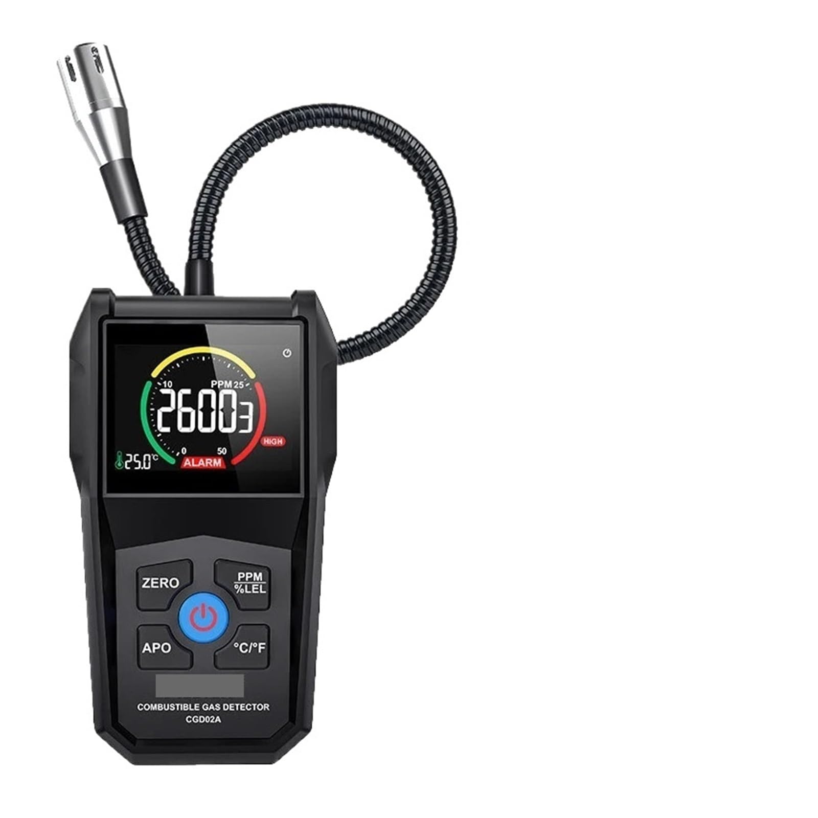 Analizator wycieków gazu, metanu, łatwopalny, 50000 PPM, 100% LEL, palny, naturalny, ekran LCD, alarm dźwiękowy i świetlny Do pracy i domu