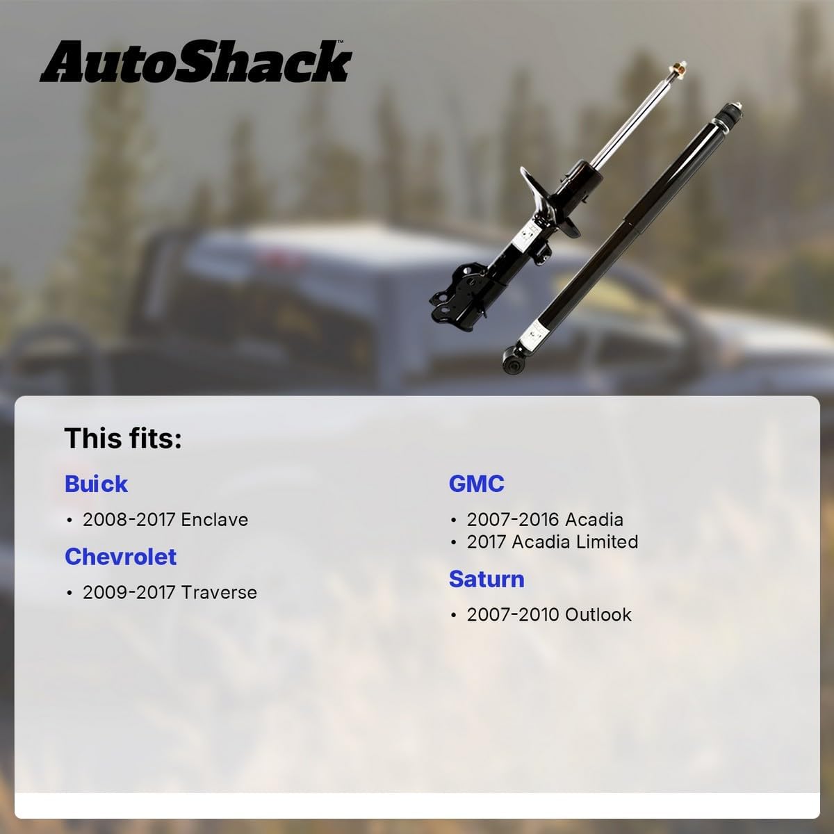 AutoShack Rear Shock Absorbers Replacement for 2007-2016 GMC Acadia 2009-2017 Chevrolet Traverse 2008-2017 Buick Enclave 2007-2010 Saturn Outlook 2017 GMC Acadia Limited 2-PC Set