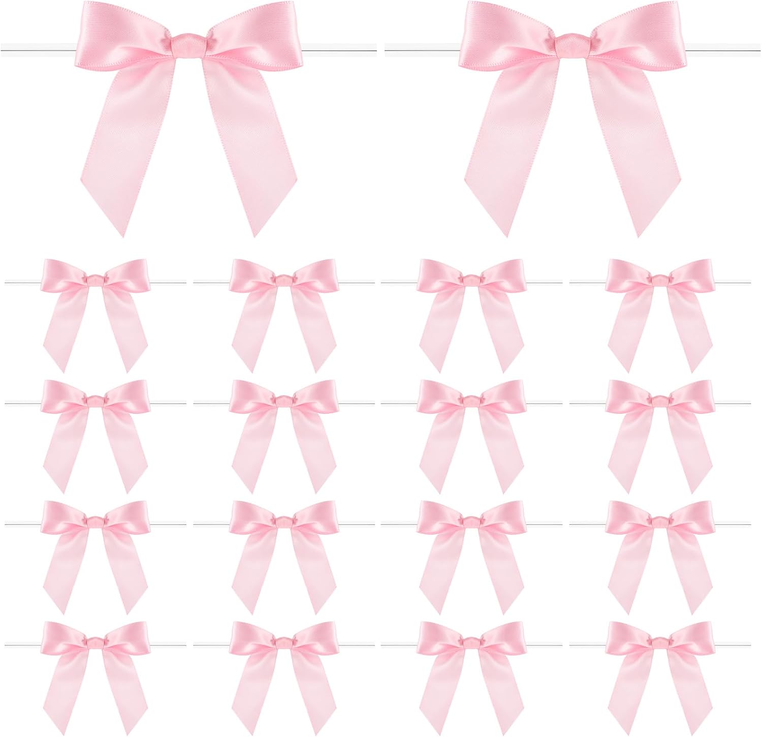 50pcs 3.5" Small Pink Bow Twist Tie Bows Mini Bows Wedding Favor Ribbon Bows for Cookie Candy Bagging Baby Shower Halloween Thanksgiving