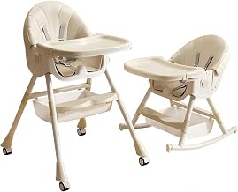 Baby Chair, High Low Chair, Folding, 5-in-1, Removable Casters Included, 2-Tier Table, Height Adjustable, For Baby Food, Dining Chair, Table Chair, 6 Months to 4 Years, Includes Rocking