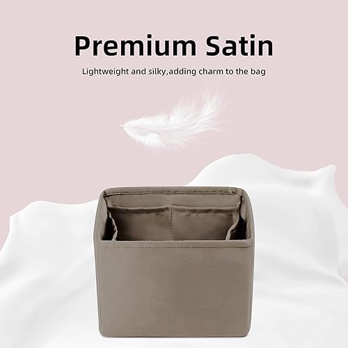 Miniatura 3 de DGAZ Organizador de bolso, sedoso y suave, seda, bolso de mano de lujo en moldeadores de bolsa, para mujer, se adapta a picotin1822 bolsas (gris
