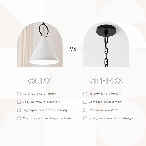 Miniatura 3 de Nathan James Nate - Lámpara colgante industrial, lámpara de techo colgante con pantalla de metal y cadena ajustable para cocina del hogar, isla o