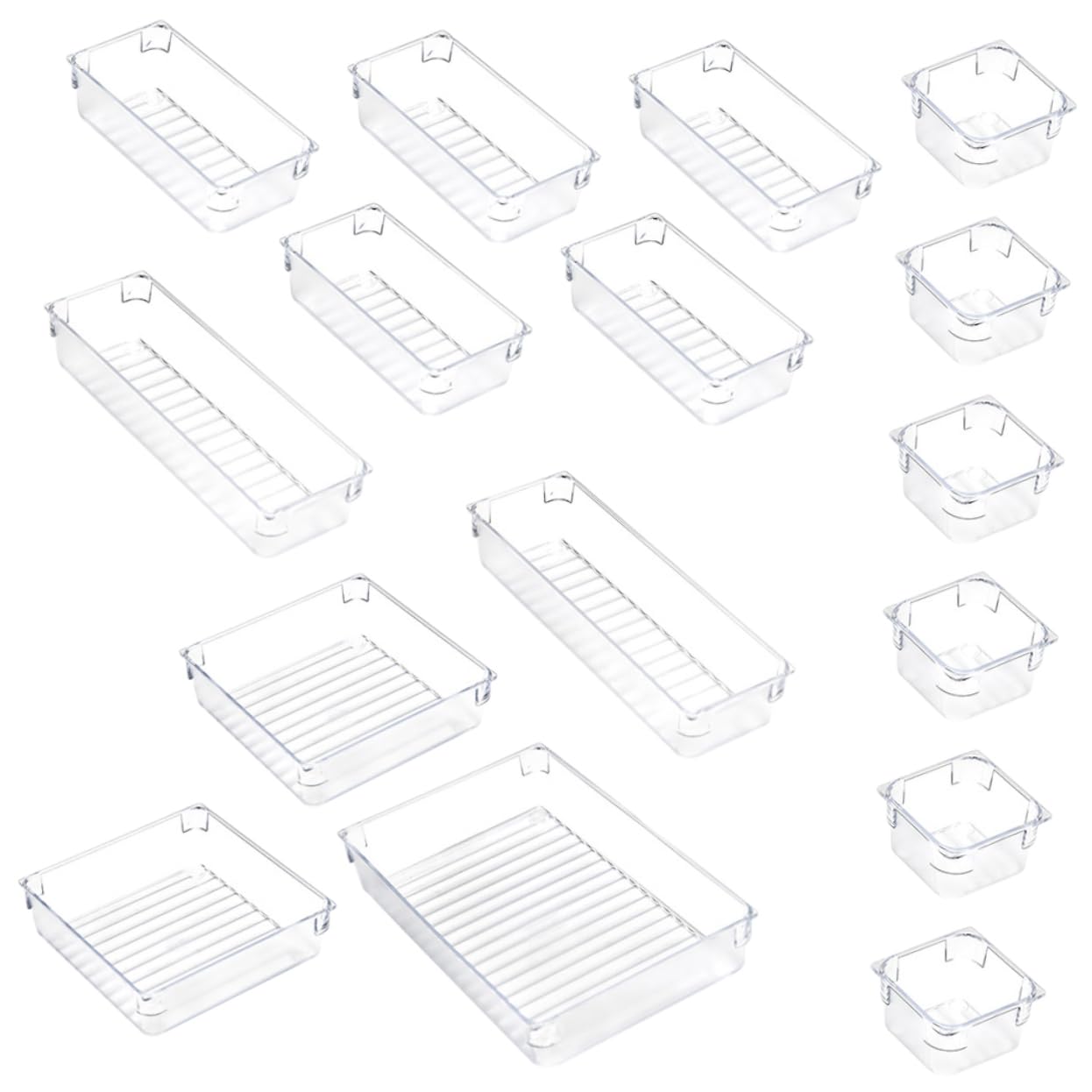 Angoily Cajas De Almacenamiento Transparente Para Domésticos Organizadores Para Cubiertos y Cosméticos Bandejas Para Baño y Escritorio