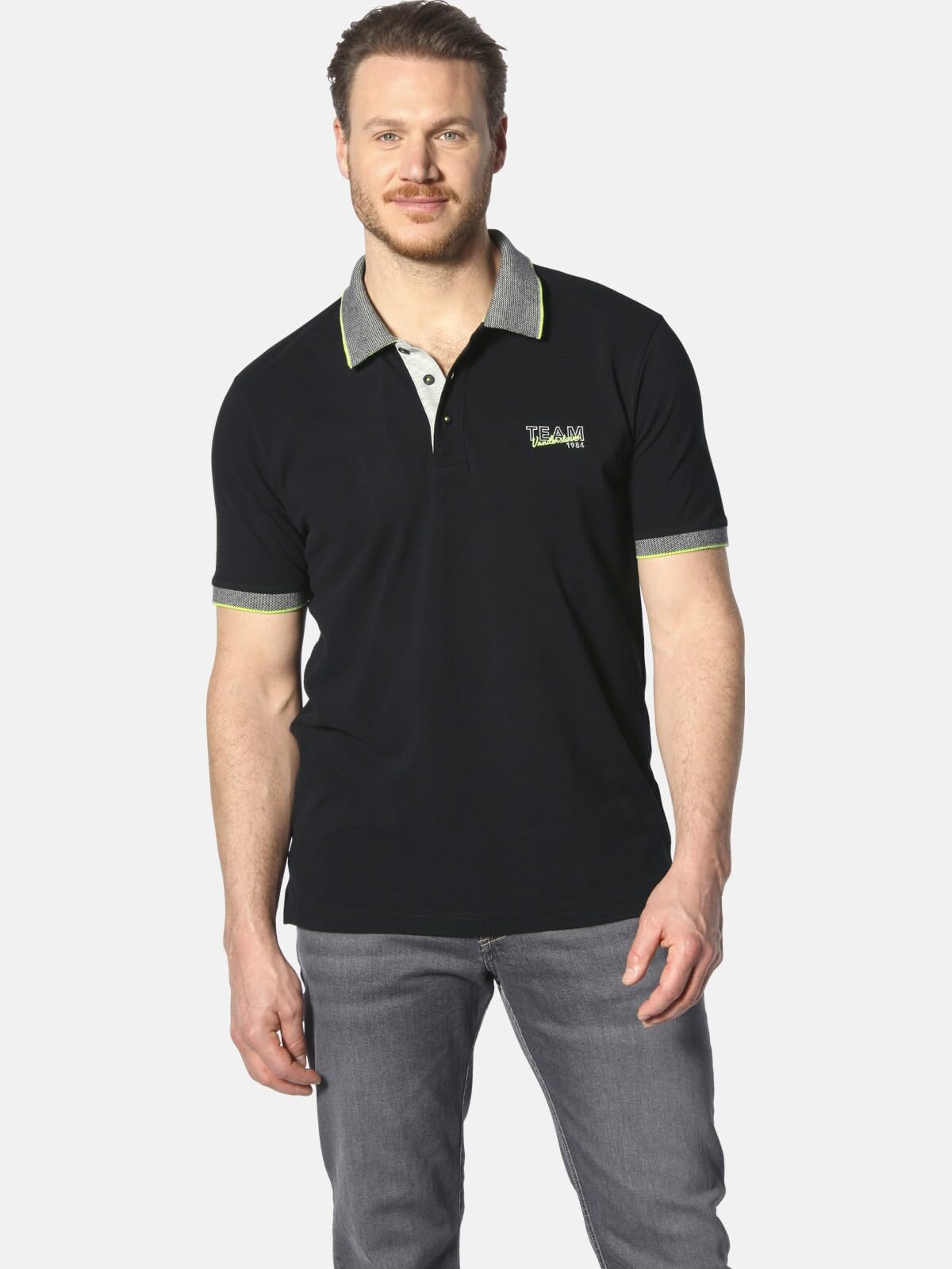 Jan Vanderstorm Herren Doppelpack Poloshirt Haraldfred | Baumwoll-Piqué Shirts mit Kontrastdetails, atmungsaktiv, klassischer Kragen, vielseitig für Freizeit & Alltag, L–7XL