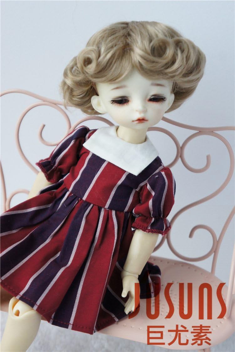 JD369 6-7inch 16-18 CM Cupid Smart Curly BJD Wigs 1/6 YOSD Synthetic Mohair Doll Hair Vinyl Doll Accessories (Light Brown)