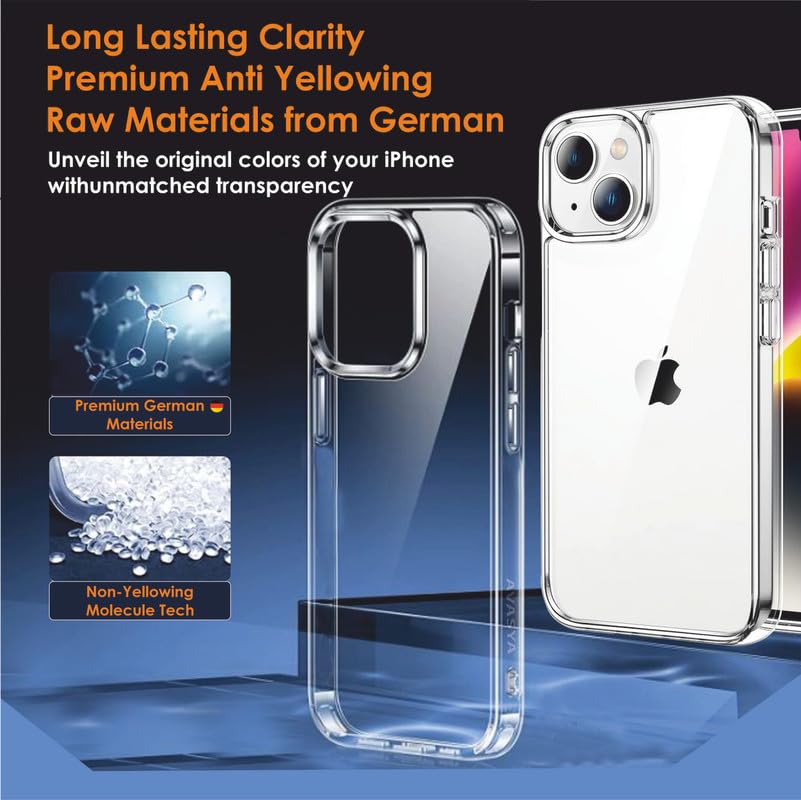 Image of Thermoplastic Polyurethane For iPhone Case 14 Plus,[Anti-Yellowing Technology] [Military Grade Drop Protection] Shockproof Slim Hybrid Phone Case For iPhone 14 Plus-Crystal Clear