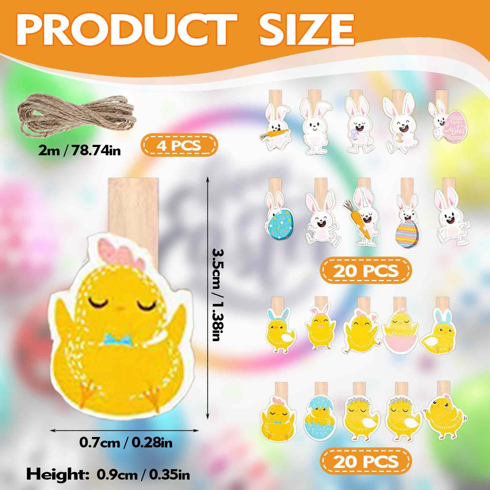 Pinzas de Madera para Pascua, Conjunto de Adornos Multifunción con Diseño de Conejos Miniatura