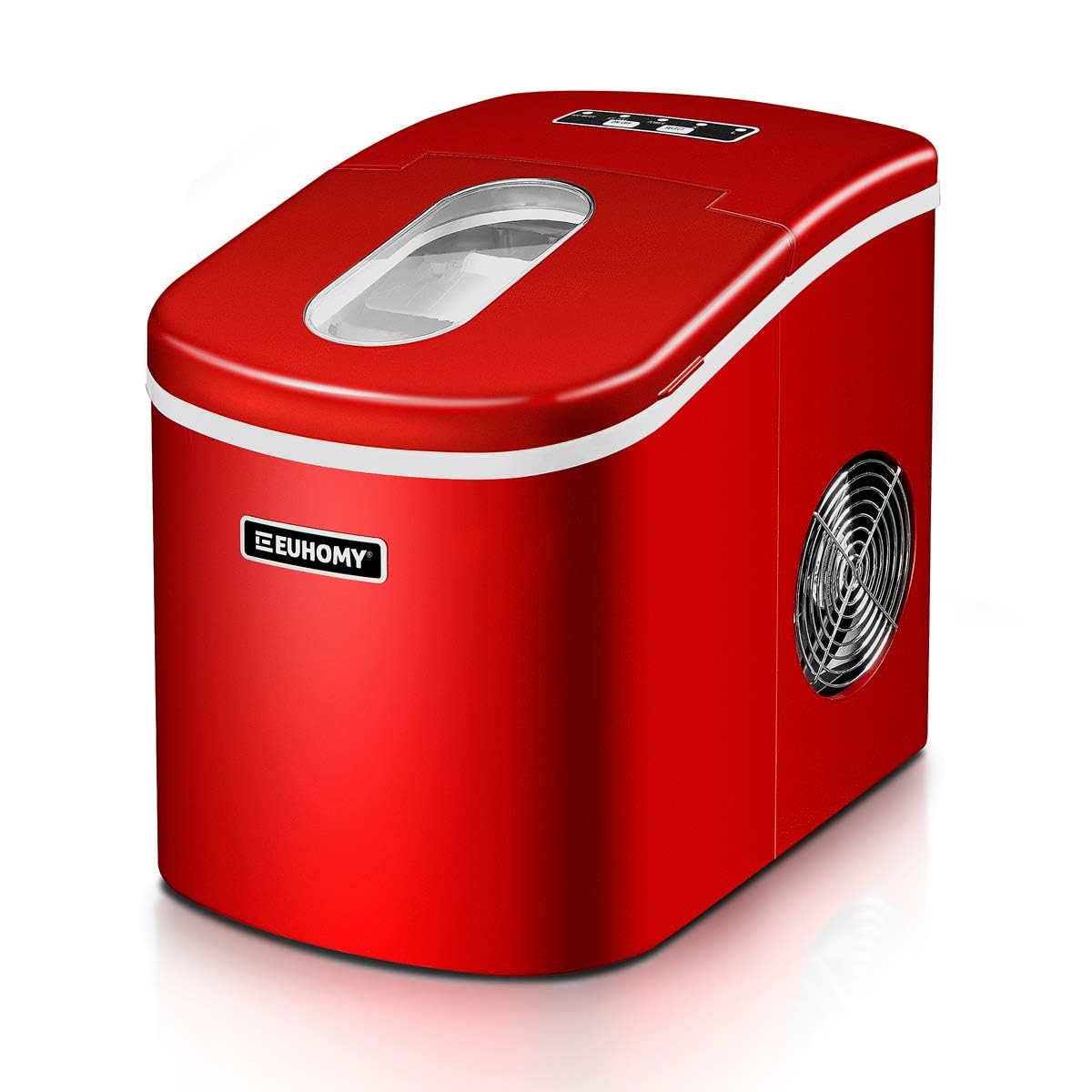 Euhomy Ice Cube Maker Countertop, 40lbs/24h, 2 Ways Water Refill, LED Light, Auto-Cleaning Ice Maker With Basket And Scoop, For Home/Kitchen/Camping/RV. (Red) on Fridge.com - View 1