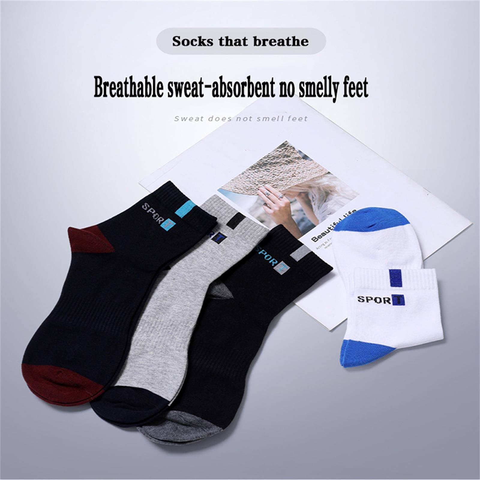 UKKO Calcetines de Hombre 10 Pares De Calcetines De Hombre Calcetines De Algodón De Tubo Largo Y Absorbente De Sudor Desodorante 38-44-10 Navy Blue,EUR 38-44 Us 6-11