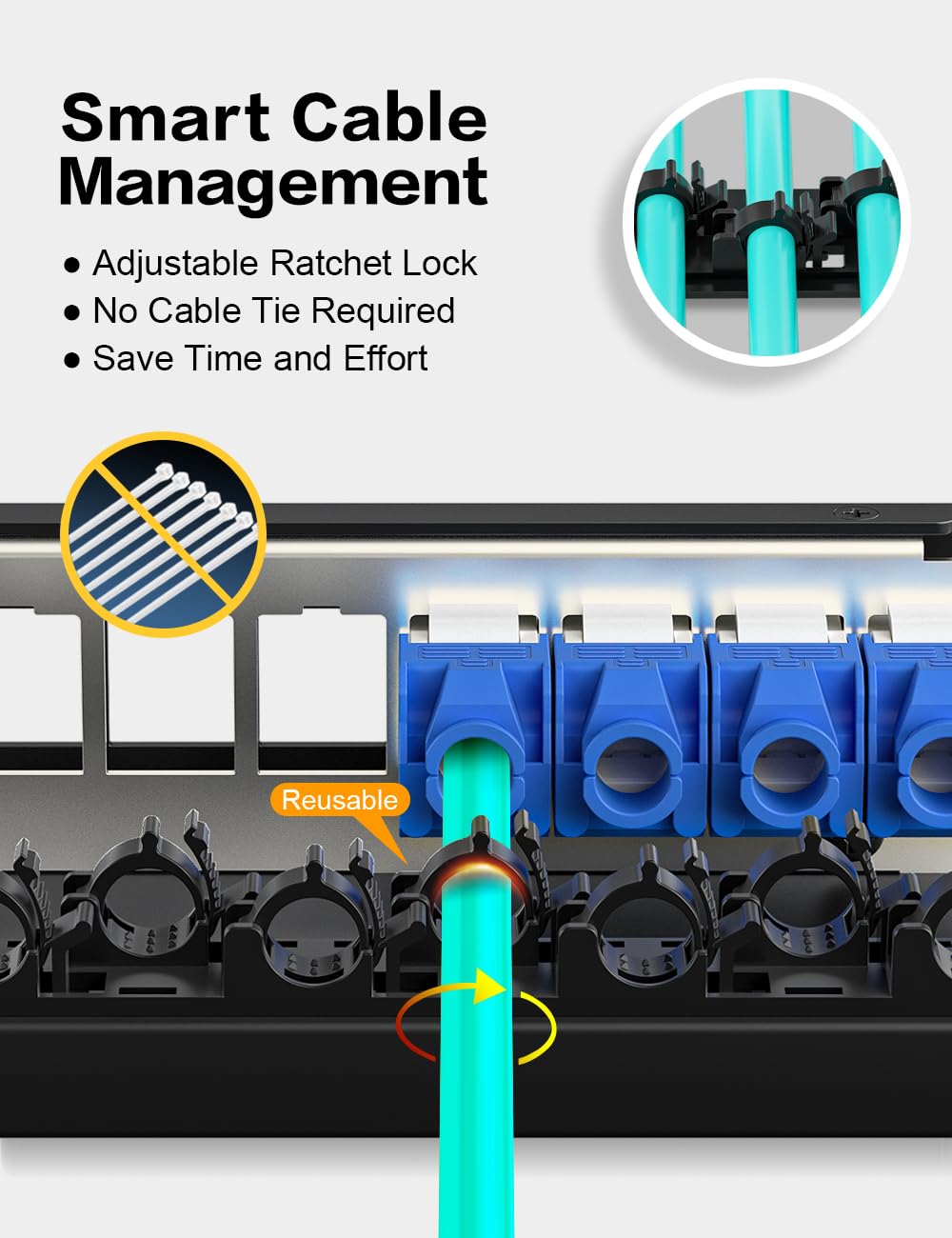 Panneau de brassage 8 ports blindé compatible avec LC/SC/ST/FC/USB/HDMI Keystone Jack pour support de bureau Boîtier de terminaison Ethernet domestique