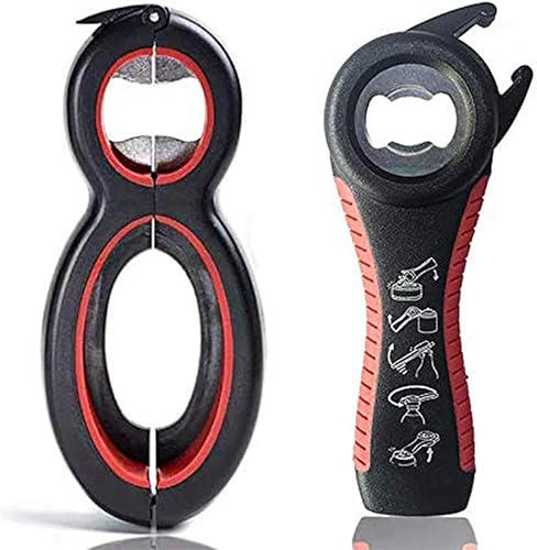 Miniatura 9 de Juego de abridor de botellas, 2 unidades 5 en 1 y 6 en 1, abridores de latas, soda y tarros, tapa giratoria, abridor de tarros para personas mayores