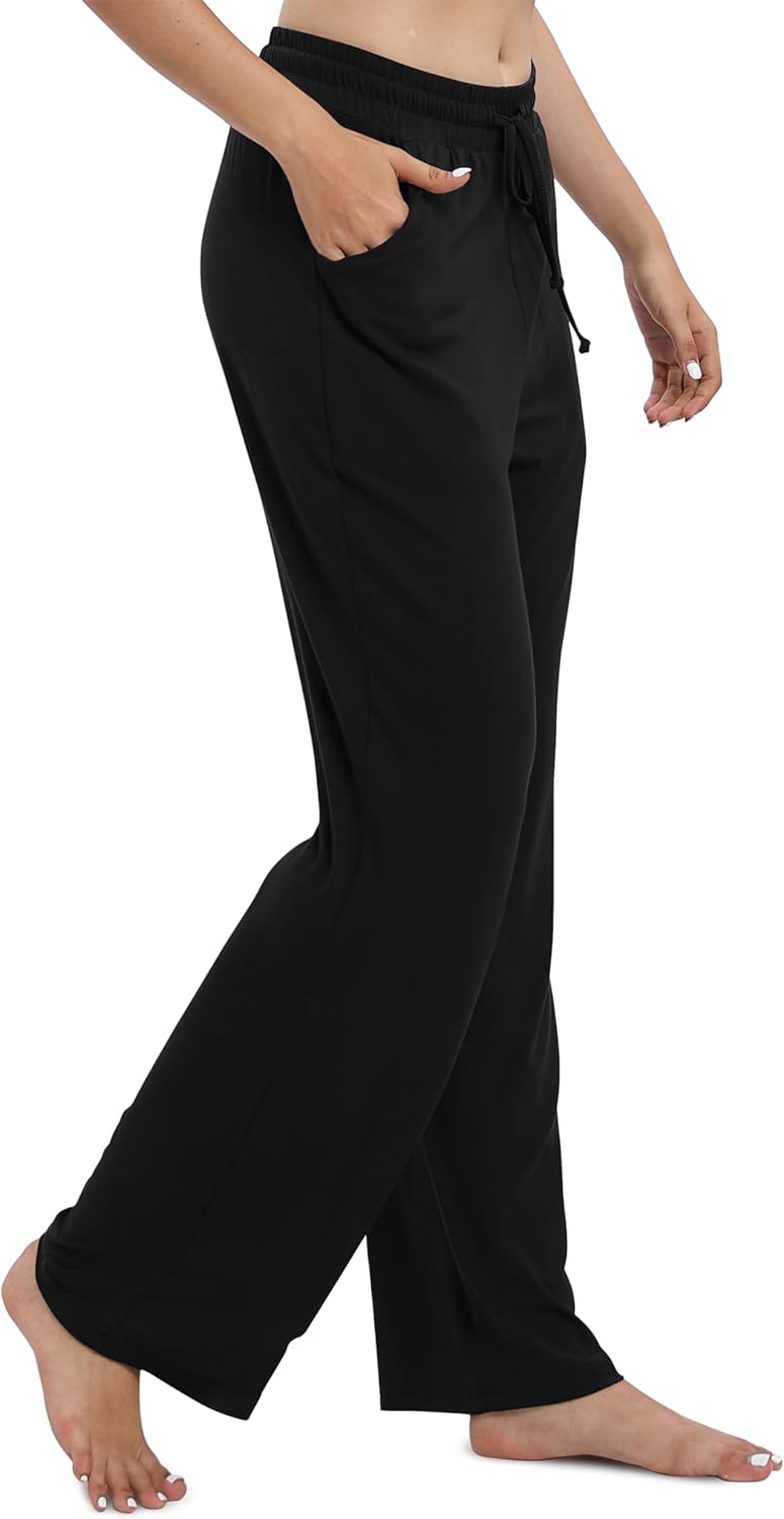 EXCHIC Women's Drawstring Casual Pants Stretchy High Waisted Loose Straight Leg Pants Jogger Trousers with Pockets - Image 6