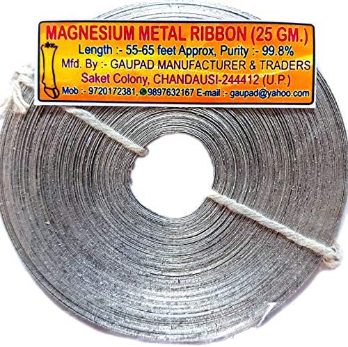 Magnesium Ribbon Coil 55-70 Ft, 25 Grams (Pack of 2) Lab Study Purpose