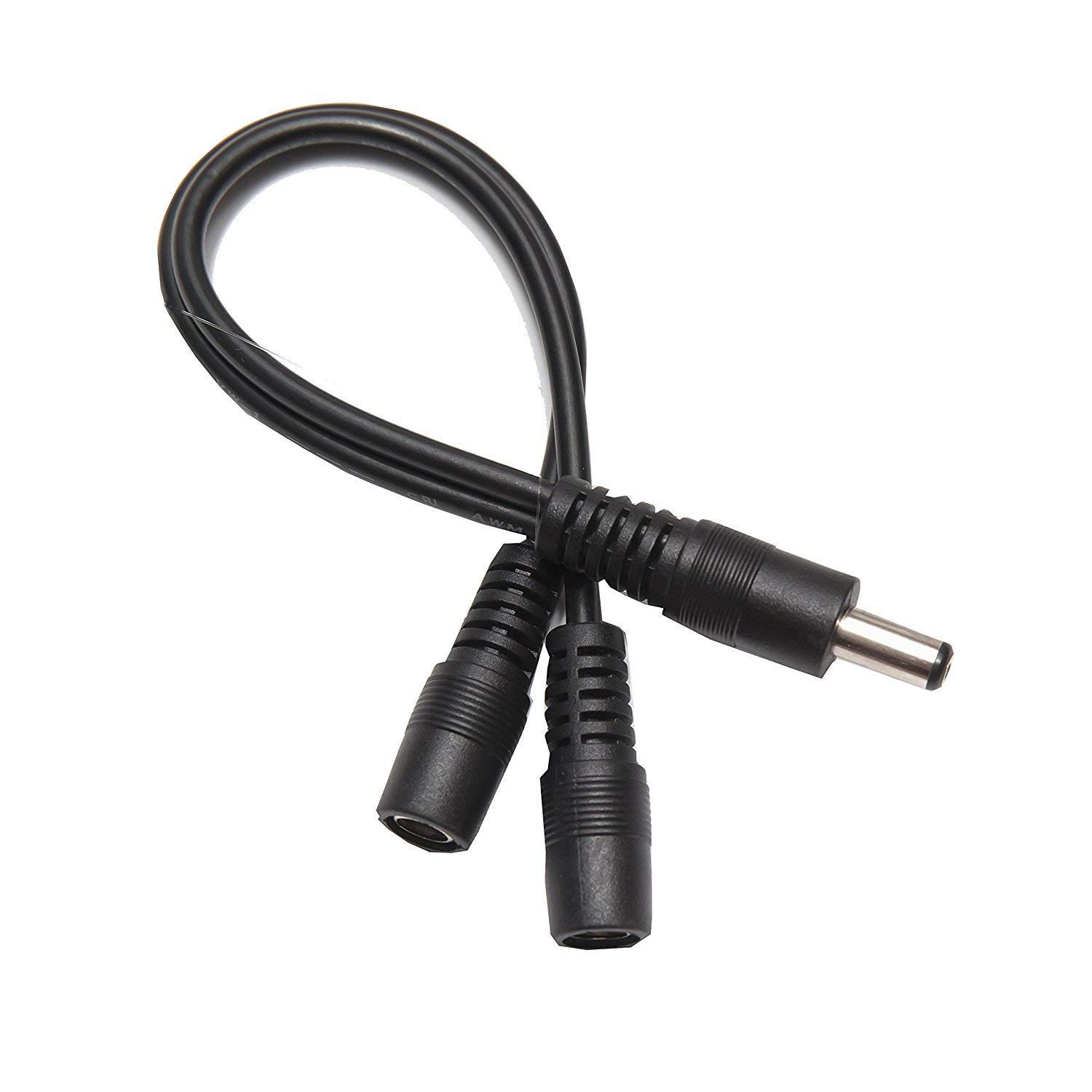 OMNIHIL DC Barrel Plug Splitter 2.1mm x 5.5mm, 1 Male Plug to 2 Female Jack