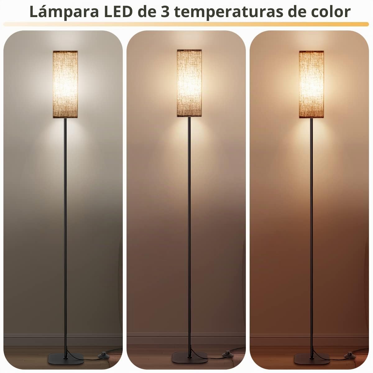 IPARTS EXPERT Lámpara de pie LED estilo moderno-retro para sala de estar | moderne et minmaliste de 67po de hauteur. Idéal pour la chambre, le bureau ou le coin lecture des enfant