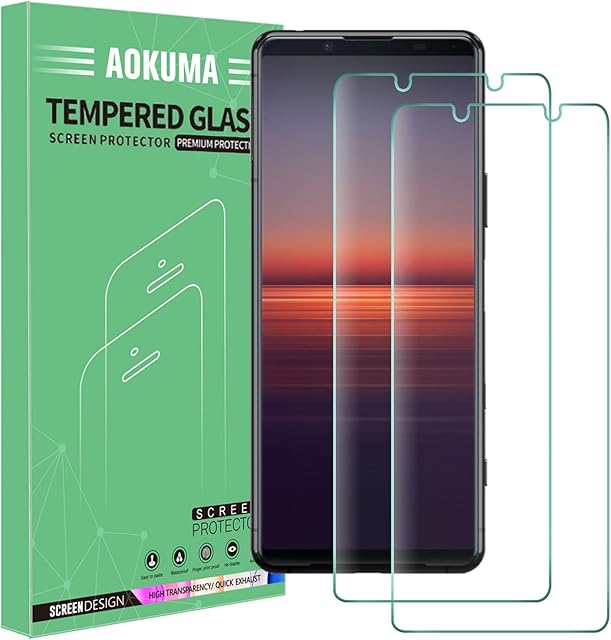 AOKUMA Sony Xperia 5 II Tempered Glass Screen Protector, [2 Pack] Premium Quality Guard Film, Case Friendly, Comfortable Round Edge,Shatterproof, Shockproof, Scratchproof oilproof