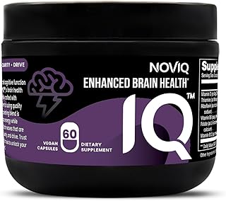 NOVIQ IQ - 11-in-1 Nootropic Brain Supplement: Supports Memory · Clarity · Drive - Methylated B-Complex, L-Theanine, L-Tyrosine, Bacopa, Ginkgo, Huperzine - Vegan, Non-GMO, Caffeine Free - 60 Count