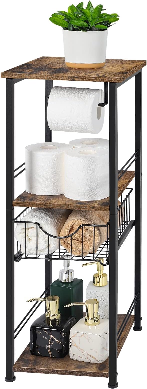 UOMIO Bathroom Shelf Floor Standing Narrow Corner Shelf for Living Room