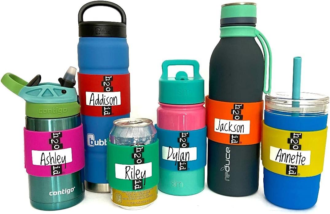 12 Band Party Pack Personalize and Label Drinks: Water Bottes, Reusable Bottles & Cups, a Drinking Glass, Beer, Cocktails
