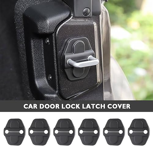 Miniatura 3 de 8 piezas de cubiertas para cerradura de puerta de automóvil, cubierta negra para cerradura de puerta compatible con Jeep Wrangler JLU JL 4XE