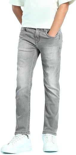 U.S. POLO ASSN. Kids Regular fit Boys Cotton Jeans (UKJENC0003_Grey_13-14Y)