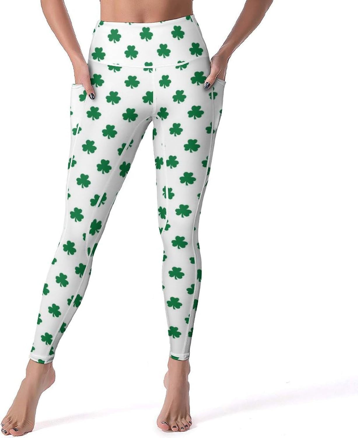 St. Patrick's Day Women Leggings High Waist Yoga Pants with Pockets for Women Tummy Control Workout Trousers