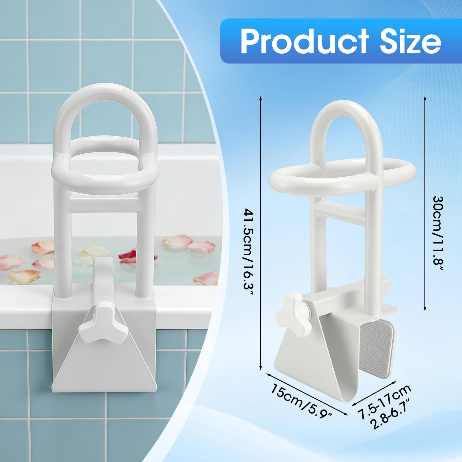 Einstiegshilfe Badewanne Für Senioren, Badewannengriff Ohne Bohren, Verstellbar Breite 8~17cm, Badewannen Einstiegshilfe, Haltegriff Badewanne Für ältere Menschen, Schwangere, 150kg