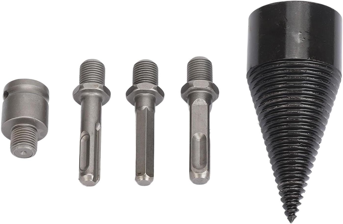 FOSA 5Pcs Firewood Log Splitter Drill Bit, Firewood Log Splitter Removable Cones Kindling Wood Splitting Logs Bits, Drill Bits, Round Shank Bits, Hexagonal Bits (45mm)