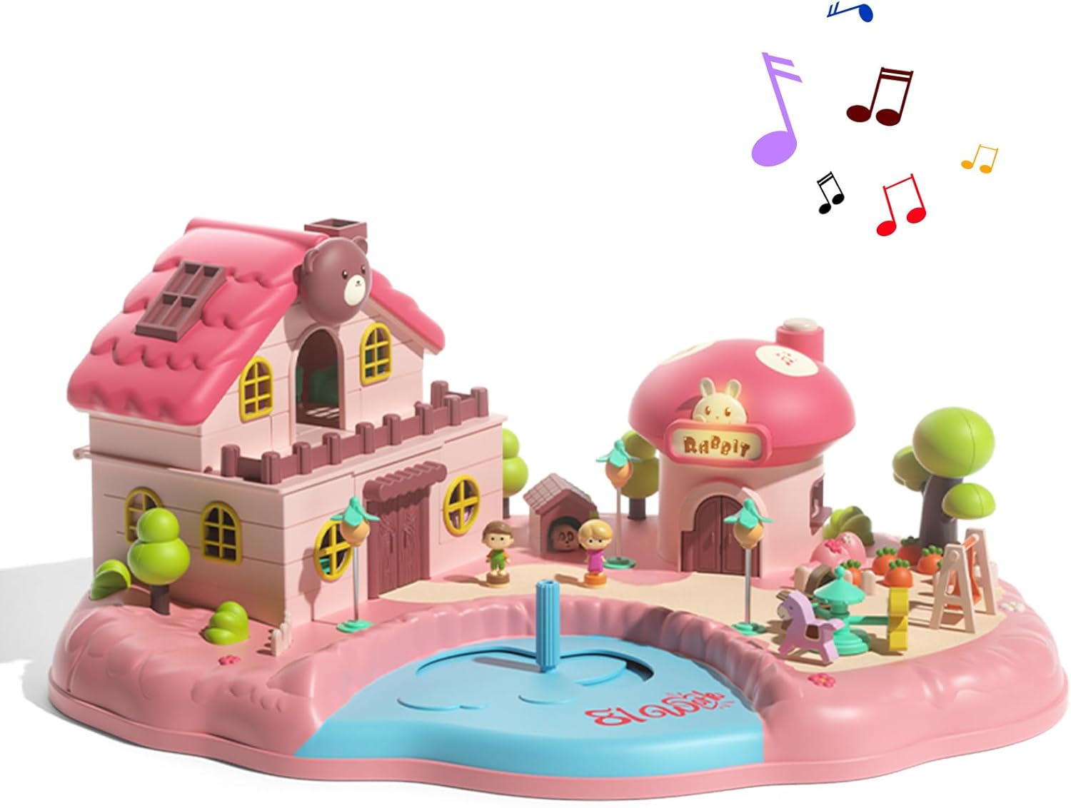 Magnet Building Sets Dollhouse Building Set with Two Figures for Toddlers, Sound?Light, Accessories and Furniture DIY Dollhouse Play House Toy, Birthday Gift Toy House for Toddler doll house age 3-8