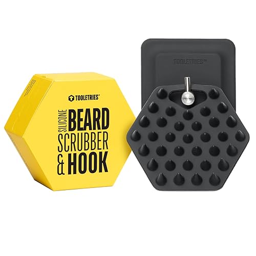 TOOLETRIES Limpiador de barba con gancho  Cepillo de silicona para barba y exfoliante de barba para hombres  Limpia profundamente y desobstruye los