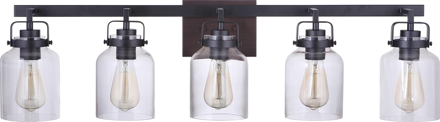Craftmade 53602-BNK Foxwood Industrial Bathroom Vanity Lighting, 2-Light 120 Total Watts, 10"H x 13"W, Brushed Polished Nickel