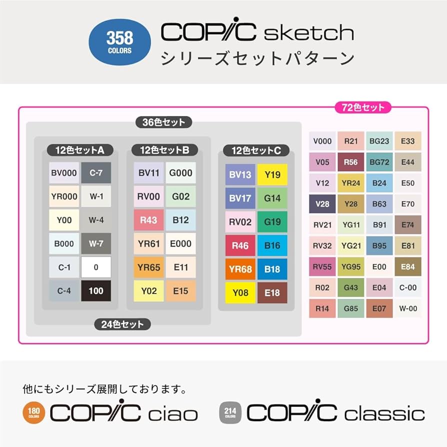 Amazon.co.jp: Too コピック スケッチ ベーシック 72色セット : 文房具