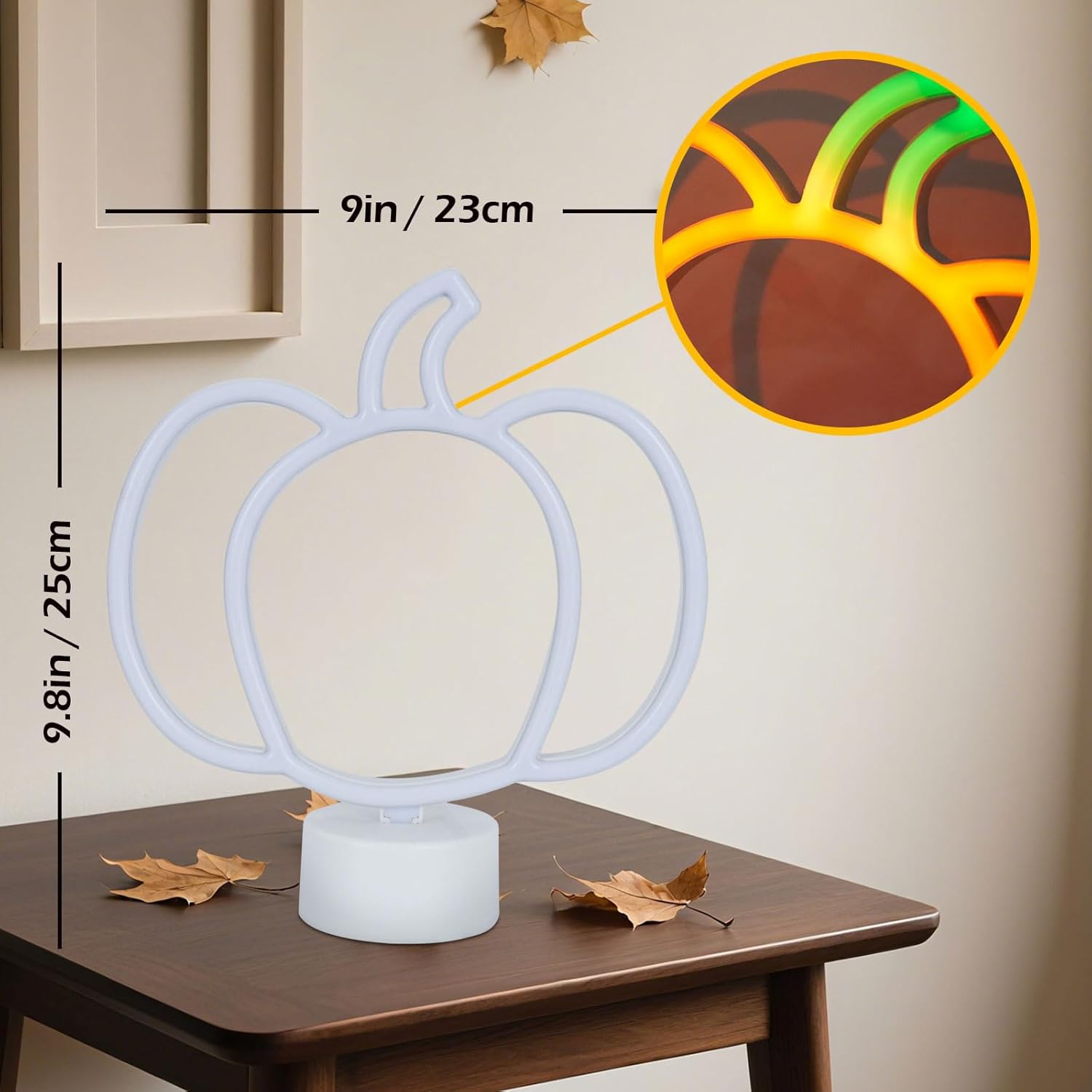 2 Pieces Pumpkin Neon Sign with Base Fall Lights Decor Cute Pumpkin Neon Lights for Fall Thanksgiving Table Centerpiece Decor Battery Operated Autumn Halloween LED Sign for Home Kitchen - Image 6