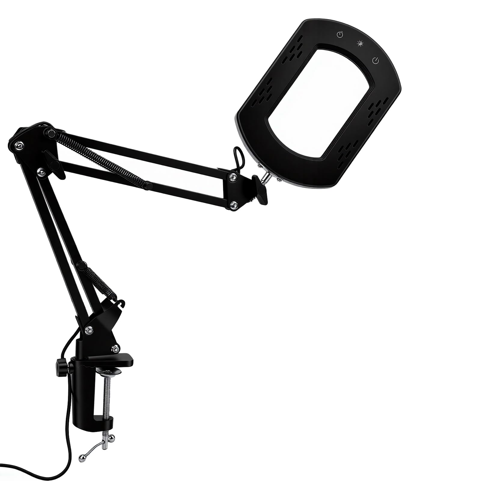 Tosuny Lupa 15X con Luz, 5 Temperaturas de Color, Brazo Giratorio de 360 ​​Grados, Lupa Iluminada Alimentada por USB para Lectura, Manualidades, Reparación de Pasatiempos
