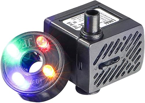 Miniatura 8 de Bombas de fuente de acuario 110 V 4 LED filtro de agua subacuática para peceras ABS silencioso diseño motor acuario iluminación LED filtro de agua