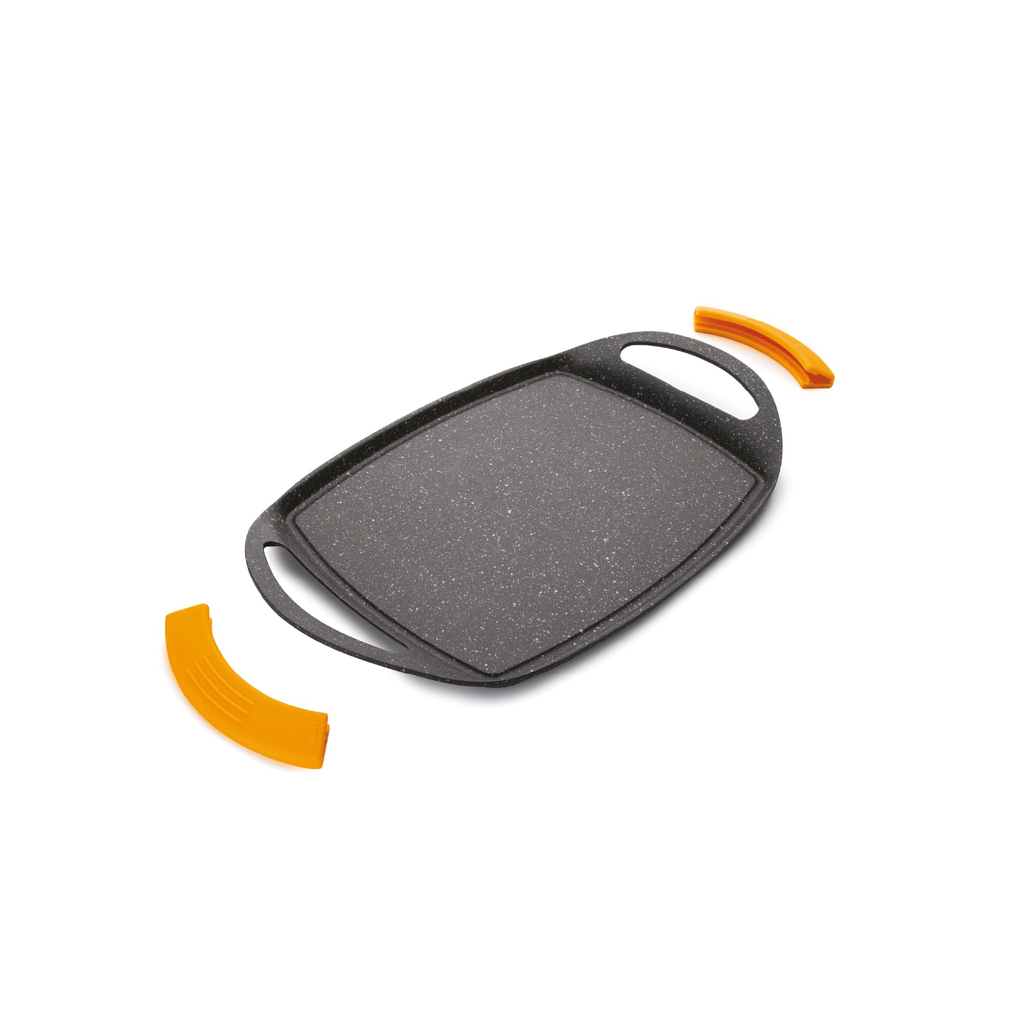 IBILI - Plancha en pierre basique, 36 x 23 cm, Fonte d’aluminium, Antiadhésif style pierre, Compatible avec l’induction