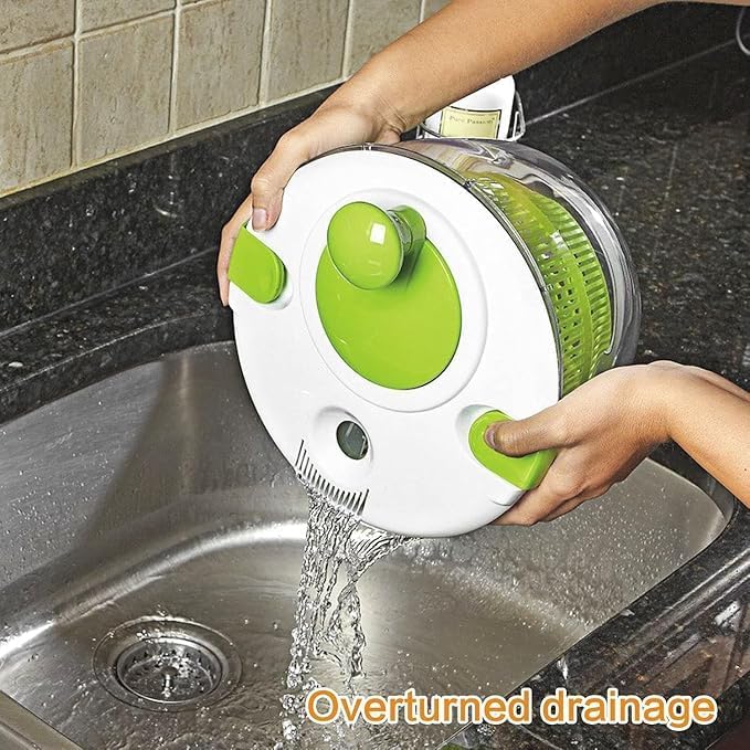Image of 5L Fruits Vegetable Salad Spinner | Washer Dryer with Bowl for Cleaning and Drying Manual | Lettuce Spinner | Washing Strainer Basket | Quick Dry Design | BPA Free | Durable Food Grade | Water Drain