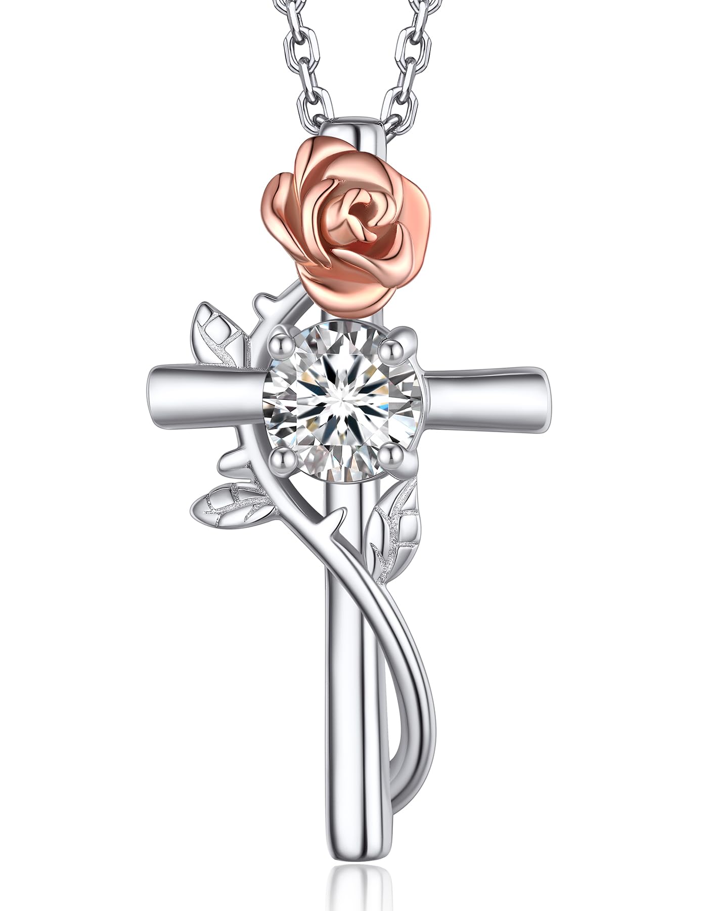 MomentWish Kreuz Kette Moissanite, 1,2 Karat Halskette mit Kreuz Anhänger Silber 925 Infinity Keltische Silberkette Schmuck Geschenke für Frauen und Herren