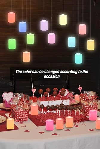 Miniatura 2 de 12 velas colgantes, velas de té que cambian de color, velas LED flotantes parpadeantes con control remoto, velas coloridas sin llama, 12 colores de