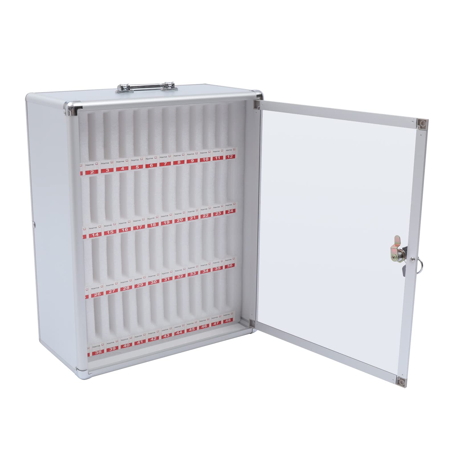 fagauhds Phone Locker,48 Slots Aluminum Alloy Pocket Chart Storage Cabinet,Wall-Mounted with a Locked,Can be Carried by Hand for Classroom Office Exam (Silver)