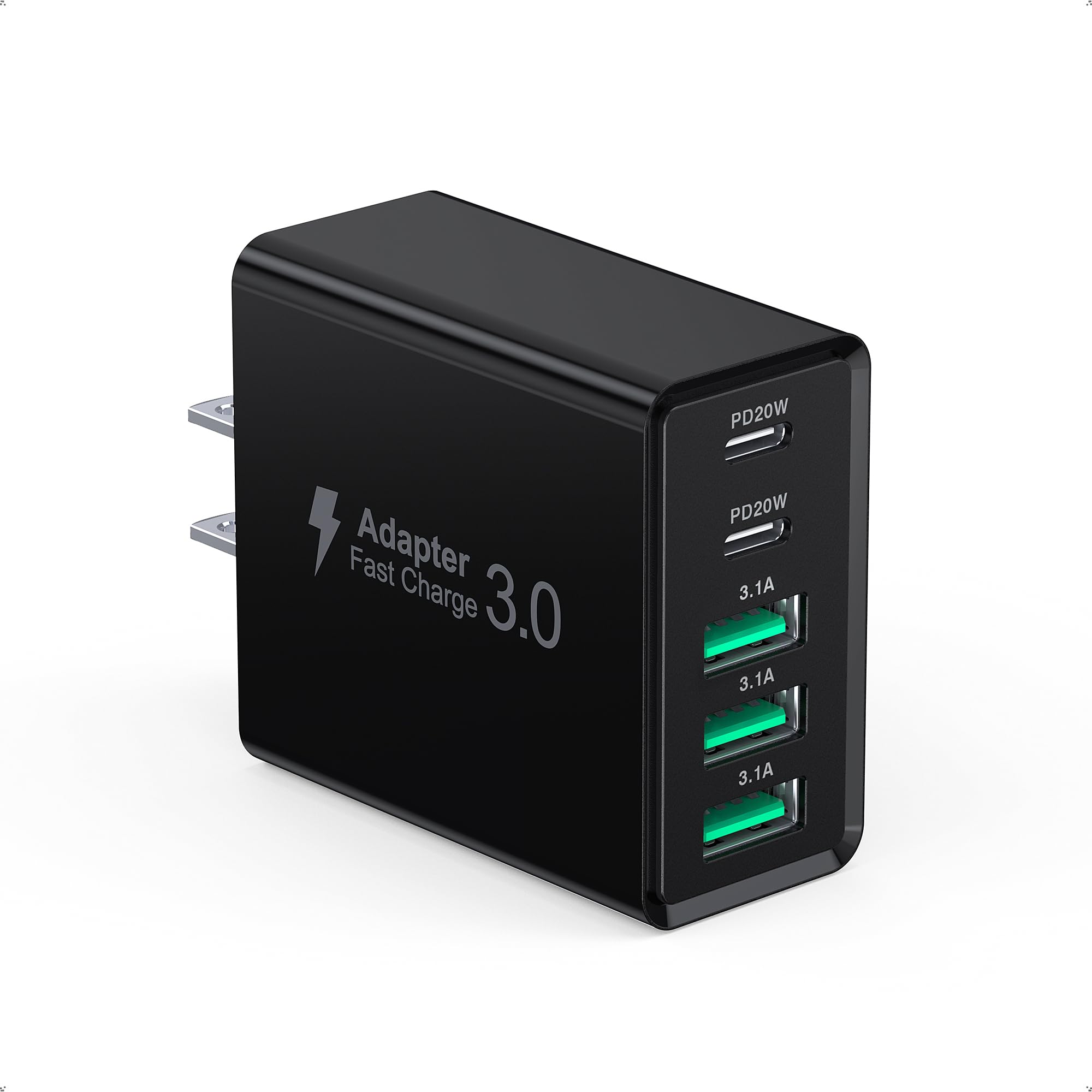 USBコンセント 急速充電器 PD20W 合計50W 5ポート USB C + USBA iPhone16 充電器 ACアダプター Type-C 充電 携帯に便利 コンセント タイプC アダプタ 電源タップ iPhone/iPad/Galaxy その他Android各種対応(ブラック)