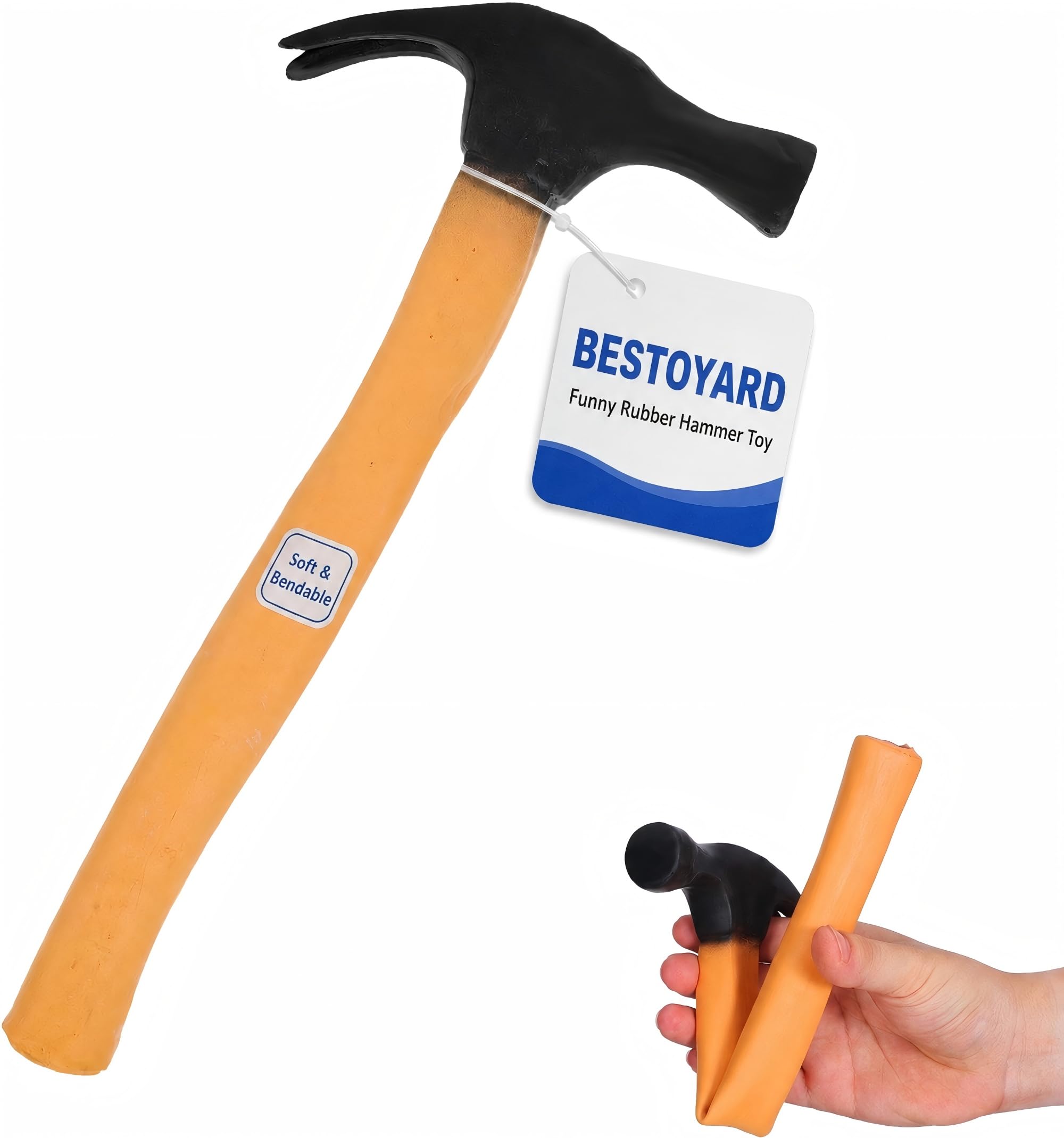 BESTOYARD Realistic Toy Hammer for Kids, 11.2-Inch Rubber Hammer Prop