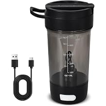 Colexy Cup with Mixer Mug The Self Stirring Electric On-the-Go Shaker Mixing Cup Self-Stirring Shaker Protein Shake Electric Self-Stirring Cup Black 600 ml