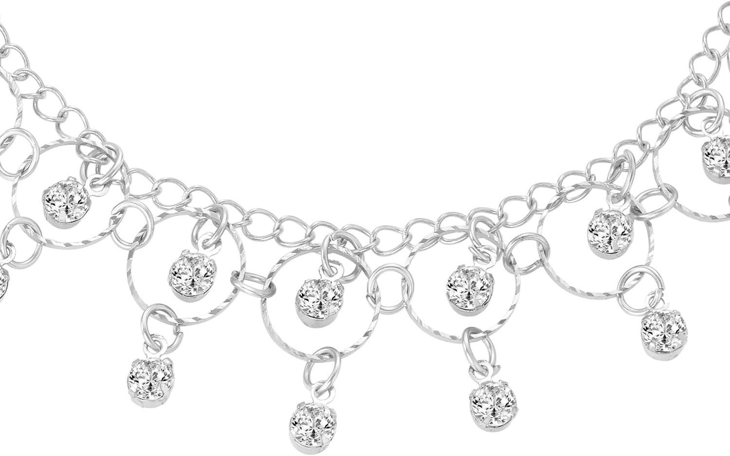 Aheli Gold Plated Cubic Zirconia Studded Anklet Stylish Payal Fashion Jewellery Gift for Women