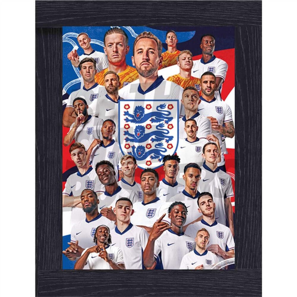 England Squad 24/25 Player Montage Poster Framed A4