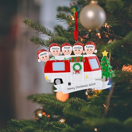 Vista 8 de MAXORA Familia de 2 adornos de Navidad personalizados – RV Motorhome Family Road Trip Ornamento con árbol de Navidad