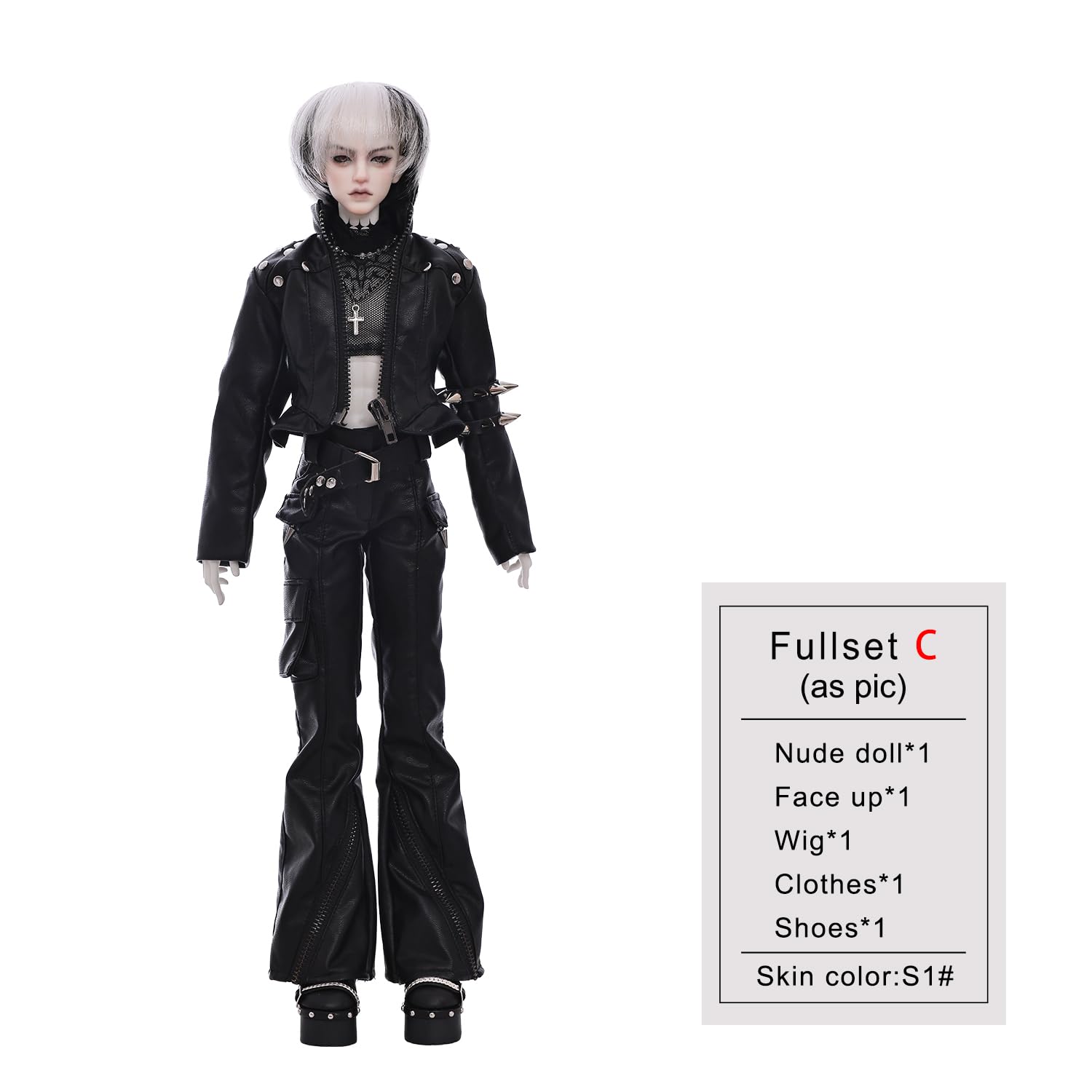 1/4 Acebjd Bjd Puppe Bassist Punk Rock Band Modern Fashion Hip-Hop Street Style Fullset Harz Spielzeug für 15+ Jahre alt