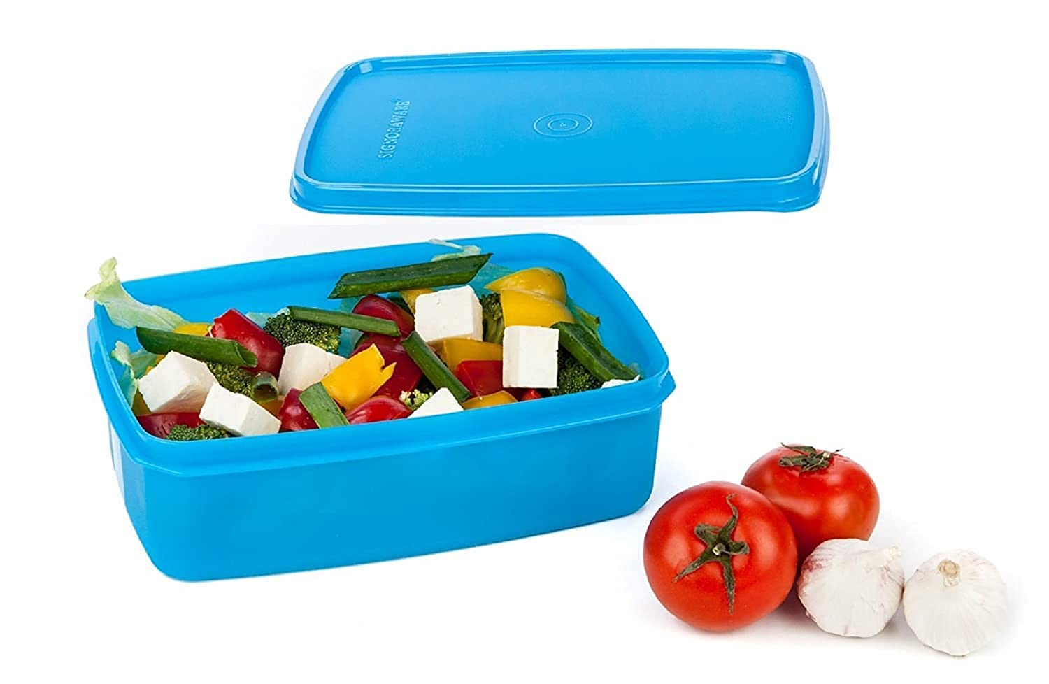 SignoraWare 1.2 Litres Fridger Fresh Jumbo Plastic Container, Bpa Free Bowl, Food Grade Box, Spill Leak Proof Case, Microwave Safe, Freezer Compatible (1200ml, Blue)