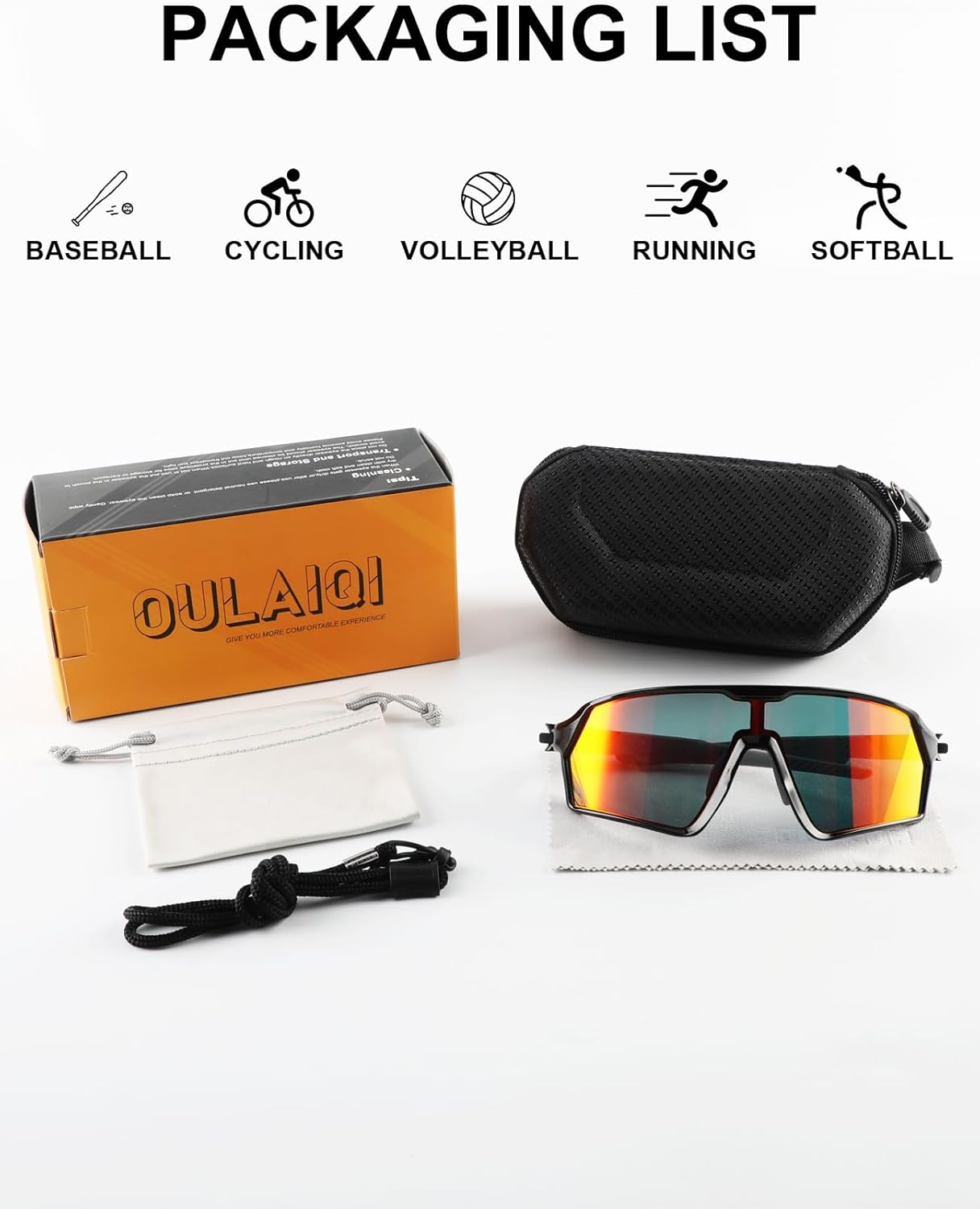 OULAIQI Lightweight Sports Sunglasses for Men & Women, UV400 Cycling Sunglasses for Baseball Running Cycling Outdoor Sports - Image 8
